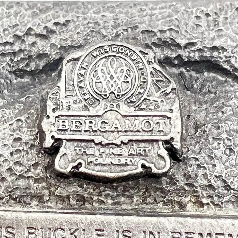 VTG POW MIA Belt Buckle You Are Not Forgotten Military Bergamot Pewter Enamel